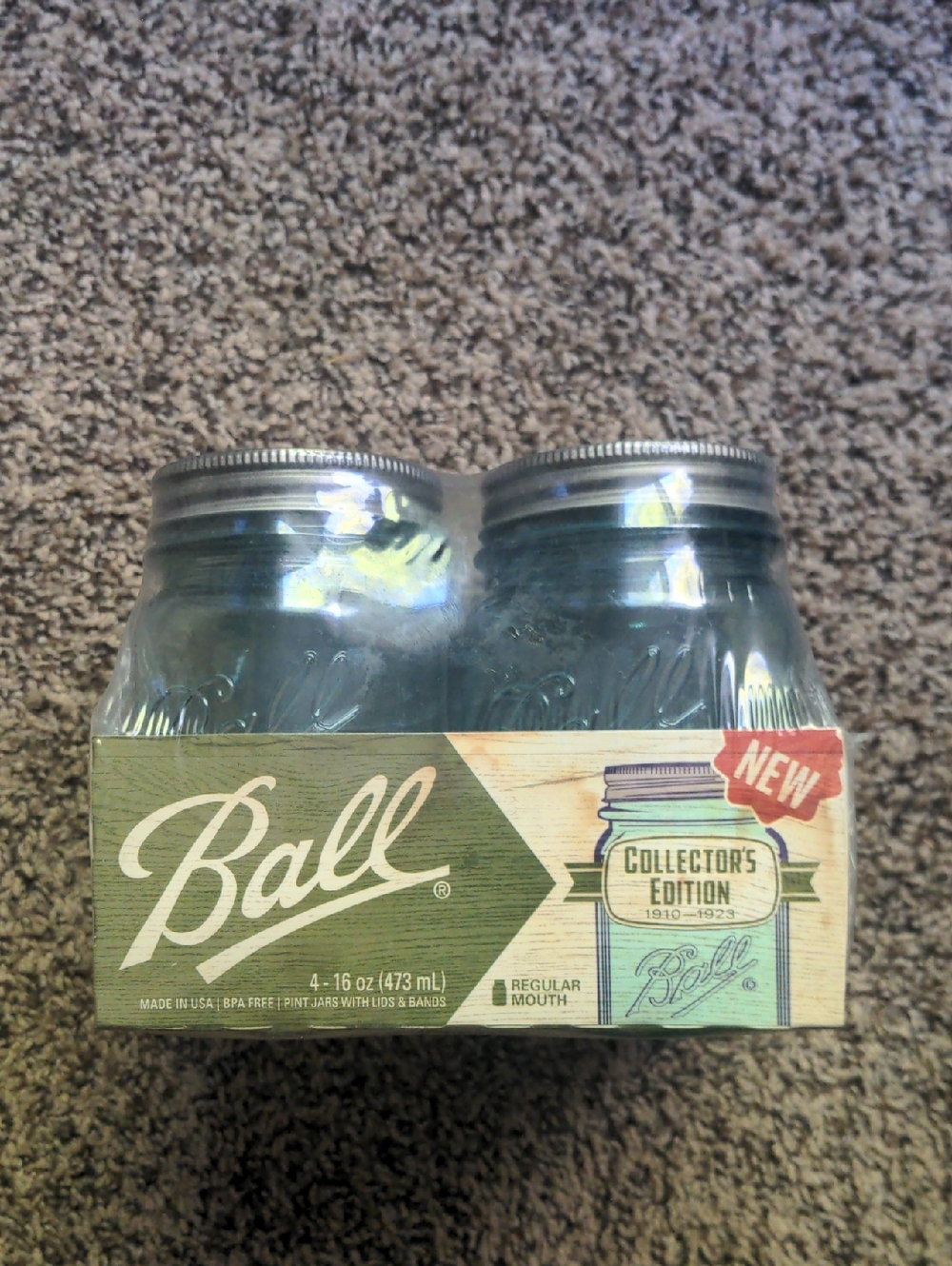 NWT Glass Ball Collector's Edition 4-Pack Glass Jars - Blue Tint